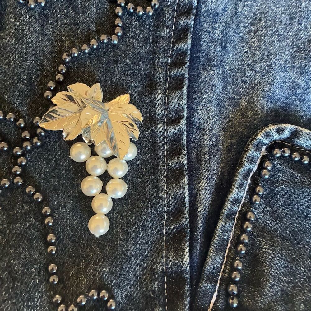Golden River Vintage Embellished Denim Jacket Women's L Blue Beaded - Picture 10 of 10